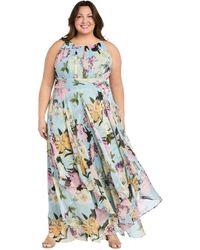 R & M Richards - Plus Size Printed Sleeveless Ruffle Dress - Lyst