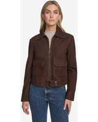 Andrew Marc - Lunetta Sueded Leather Trucker Jacket - Lyst
