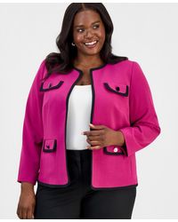 Kasper - Plus Size Collarless Open-front Framed Jacket - Lyst