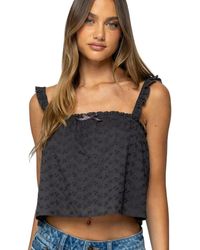 Edikted - Tami Eyelet Ruffle Tank Top - Lyst