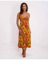 Siena Jewelry - Printed Satin Sleeveless V-neck Maxi Dress - Lyst