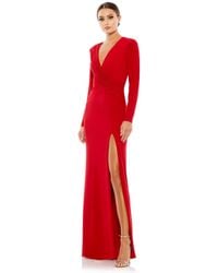 Mac Duggal - Ieena Jersey Long Sleeve Asymmetrical Ruched Gown - Lyst