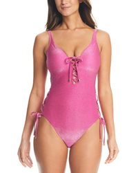 BarIII - Shimmer Lace-up One-piece Swimsuit - Lyst