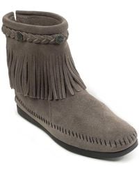 Minnetonka - Suede High Top Back Zip Boots - Lyst