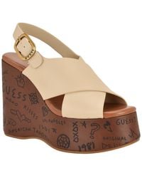 Guess - Yarisel Logo-embossed Round Toe Wedge Sandals - Lyst