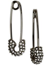Karl Lagerfeld - Hematite-tone Crystal Pavé Safety Pin Earrings - Lyst