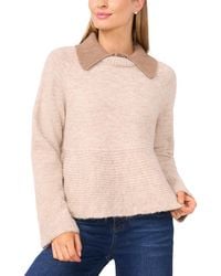 Cece - Collared Peplum Long-sleeve Sweater - Lyst