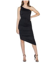 24seven Comfort Apparel - One Shoulder Ruched Bodycon Dress - Lyst