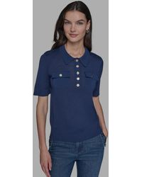 Karl Lagerfeld - Short-sleeve Button-front Sweater - Lyst
