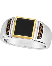 Le Vian Onyx & Chocolate Diamond (1/6 Ct. T.w.) Ring In Sterling Silver & 14k Gold - Metallic