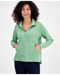 Style & Co. - Petite Waffle-knit Half-zip Sweatshirt - Lyst