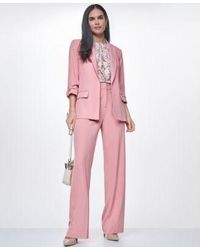 Calvin Klein - Notch Collar Long Sleeve Jacket Mid Rise Full Length Relaxed Pants Pleated Crewneck Sleeveless Top - Lyst