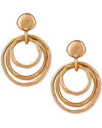 Patricia Nash - Gold-tone Hammered Multi-ring Doorknocker Drop Earrings - Lyst