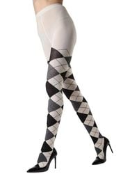 Memoi - Textured Argyle Patterned Sweater Tights - Lyst