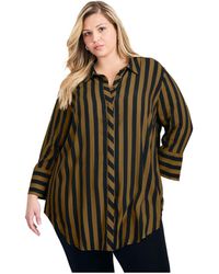 Avenue - Linear Longline Stripe Shirt - Lyst