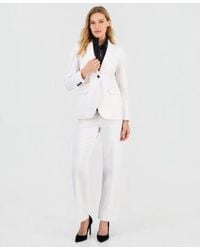 Anne Klein - Notched Collar One Button Blazer Flutter Sleeve Button Front Lace Blouse Mid Rise Wide Leg Pull On Pants - Lyst