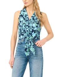 Cece - Sleeveless Tie-front Collared Vest Top - Lyst
