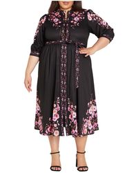 City Chic - Plus Size Annabelle Button Down Floral Midi Dress - Lyst