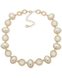 Anne Klein - Gold-tone White Stone & Mother-of- Collar Necklace - Lyst