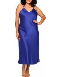 iCollection - Plus Size Victoria Long Satin Lingerie Gown - Lyst