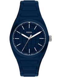 Fossil - Everett Three-hand Navy Silicone Watch 42mm - Lyst