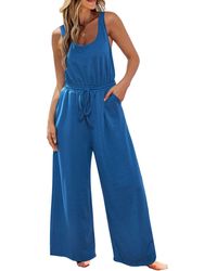 CUPSHE - Hang Tight Blue Jumpsuit - Lyst