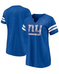 Fanatics - Distressed New York Giants Plus Size Logo Notch Neck Raglan Sleeve T-shirt - Lyst