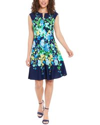 London Times - Floral-print Fit & Flare Dress - Lyst