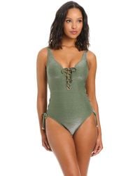 BarIII - Shimmer Core Solids Lace-up One-piece Swimsuit - Lyst
