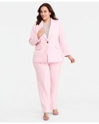 Anne Klein - Plus Size Notched Collar One Button Blazer High Rise Pull On Pants - Lyst