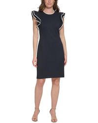 Tommy Hilfiger - Mini-quilted Jacquard Flutter-sleeve Dress - Lyst