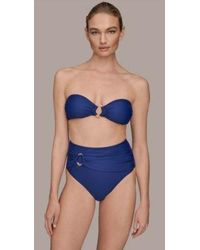 Donna Karan - Shirred Bandeau Bikini Top Bottoms - Lyst
