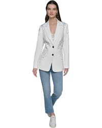 Karl Lagerfeld - Petite Embellished One-button Blazer - Lyst