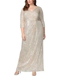 Alex Evenings - Plus Size V-neck 3/4-sleeve Sequin Gown - Lyst