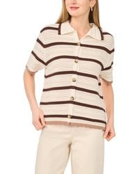 1.STATE - Collared Striped Short-sleeve Button-down Shirt - Lyst