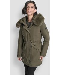 DKNY - Trim Hooded Anorak Puffer Coat - Lyst