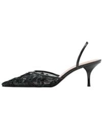 Mango - Pointed-toe Kitten-heel Sequin-embroidered Slingback Pumps - Lyst