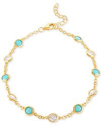Giani Bernini - White & Blue Cubic Zirconia Link Bracelet In 18k Gold-plated Sterling Silver, Created For Macy's - Lyst