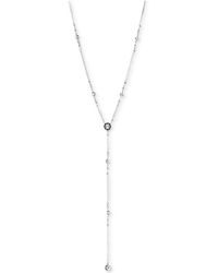 DKNY Logo Crystal Station Lariat Necklace - Metallic