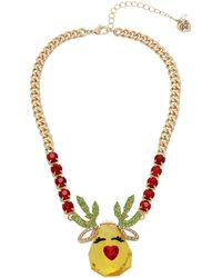 Betsey Johnson - Faux Stone Reindeer Pendant Necklace - Lyst