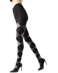 Memoi - Textured Argyle Patterned Sweater Tights - Lyst