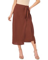 Cece - Wide-tie Slit Piping Trim Midi Skirt - Lyst