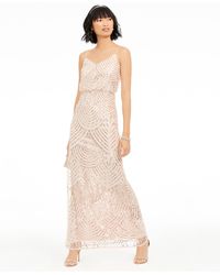 Adrianna Papell Embellished Blouson Gown - Pink