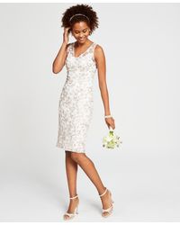 Adrianna Papell - Floral Embroidered Sheath Dress - Lyst