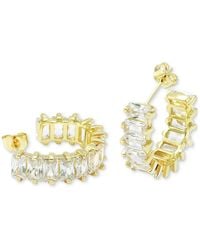 HEYMAEVE - 18k -plated Small Emerald-cut Cubic Zirconia C-hoop Earrings - Lyst