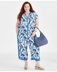 Style & Co. - Style Co Plus Size Printed Button Front Top Printed Cropped Wide Leg Pants Created For Macys - Lyst