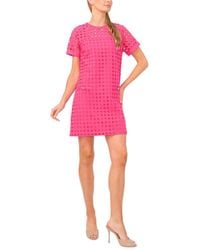 Cece - Circle Eyelet Crewneck Shift Dress - Lyst