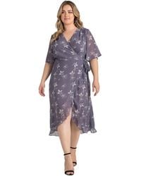 Standards & Practices - Plus Size Lavender Flutter Sleeve Ruffle Hem Wrap Dress Maxi Length - Lyst