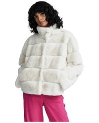 NVLT - Wide Stripe Faux Fur Jacket - Lyst