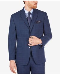 $275 Mens Sean John Classic Fit Blue Textured Two Button Blazer Sportcoat